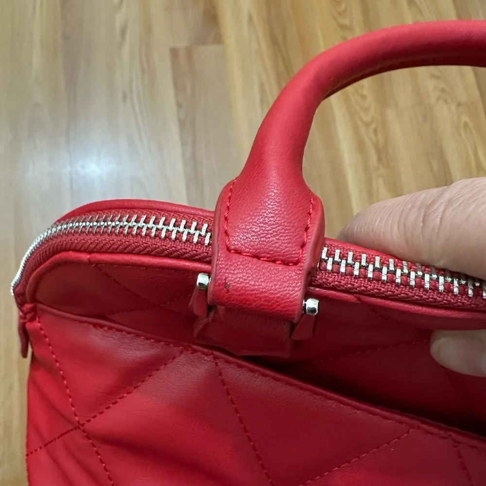 Badgley Mischka || Large Red Quilted/studded Crossbody Purse